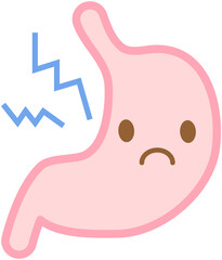 Stomach Icon, Cartoon Style Unhappy