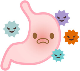 Stomach Icon, Cartoon Style Surprise