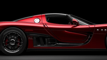 Obraz premium Red sports car side profile, studio shot. Possible use Automotive catalog or magazine