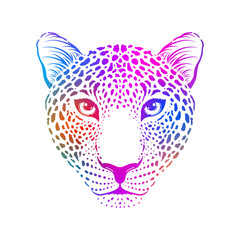 Colorful gradient leopard head