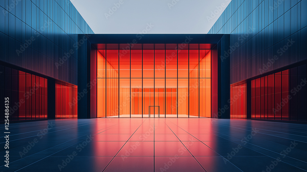 Poster abstract minimalistic modern architectural structure with clean geometric lines. generative ai . gen