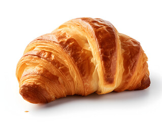 Freshly Baked Golden Croissant on White Background