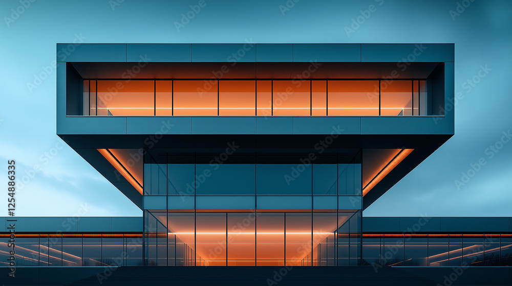 Poster abstract minimalistic modern architectural structure with clean geometric lines. generative ai . gen