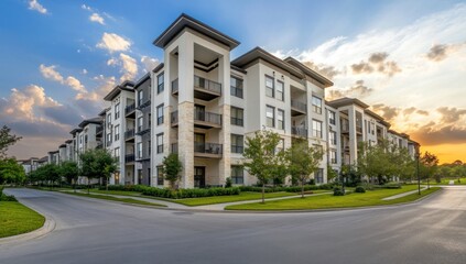 Luxury Apartments at Sunset: Modern Residential Complex