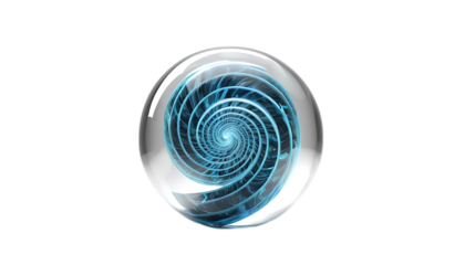 3D glowing glass sphere with an abstract spiral png