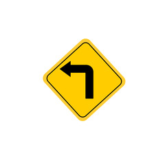 Warning for a sharp curve to the left