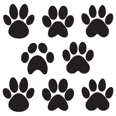 Fototapeta premium Paw silhouettes set pack of vector silhouette design 