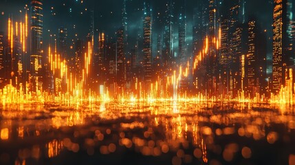 Fototapeta premium Exploring a dynamic futuristic city cyber environment and tech innovations in art