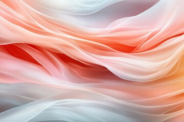 Fototapeta premium Flowing layers of translucent fabric in soft pastel hues create an ethereal atmosphere in a serene, artistic composition. Generative AI