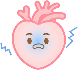 Heart cartoon icon, scared