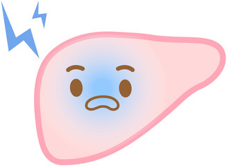 Liver cartoon icon, unhappy