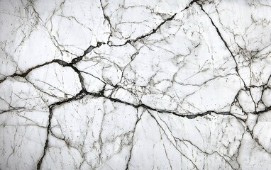 White marble texture with black veins and cracks.
