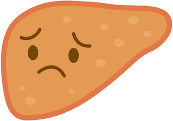 Liver cartoon icon, unhappy