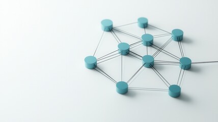 A visual representation of a network, featuring connected blue nodes with lines, illustrating concepts of connectivity and relationships.