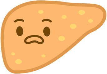 Liver cartoon icon, surprised