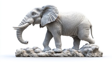 Fototapeta premium Elephant sculpture on rock minimalist design with 3d appearance and gigapixel quality