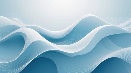 Fototapeta premium Elegant Abstract Blue and White Wavy Background with Geometric Mesh