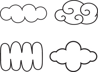 cloud set collection skecth draw style illustration - simply design 