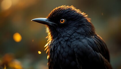 Majestic Black Bird at Golden Hour
