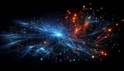 Fototapeta premium A digital abstract illustration of a glowing blue network of interconnected nodes