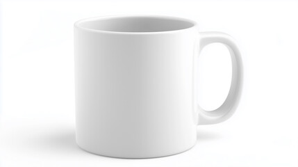 Fototapeta premium A pristine white ceramic mug on a pure white background, ultra-minimalist design, clean and modern aesthetic, perfect for branding mockups, hyper-realistic details, 8K resolution, neutral lighting, su