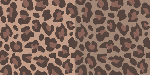 Seamless leopard print pattern with brown and beige tones. Abstract animal skin texture for fabric, fashion, wallpaper, and design projects. Trendy wild style background.