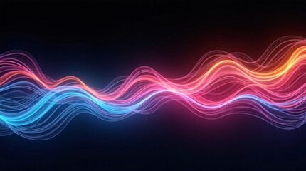 Abstract wave lines pattern dynamic colorful light flowing isolated on a black background. concept of music, party, technology,
