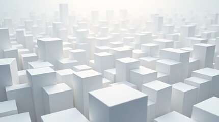 Fototapeta premium Random shifted white cube boxes block the background