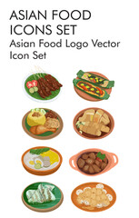 Asian snack logo vector icon set 