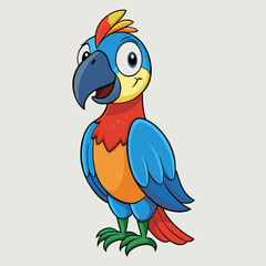 cartoon macaw on white background