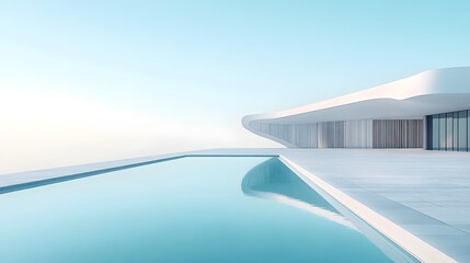 Minimalist background, white and blue, modern architecture, lines
