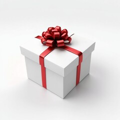 White Gifts box and red ribbon 