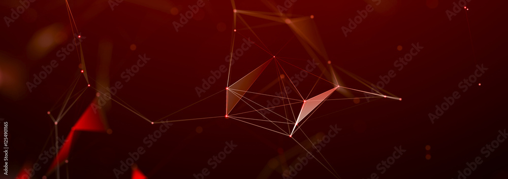 Leinwandbilder Technology background. Honeycomb concept. Big data. Hexagonal space with connected dots and lines. 3d