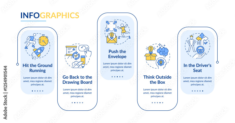 Poster business strategy development rectangle infographic vector. workflow management, efficiency. data vi