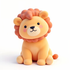 Fototapeta premium Adorable Cartoon Lion Cub: A Sweet 3D Render
