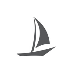 Minimalist Sailboat Silhouette Vector Illustration, Isolated on White Background