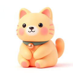 Adorable 3D Rendered Kitten: Peachy Hues and Playful Charm