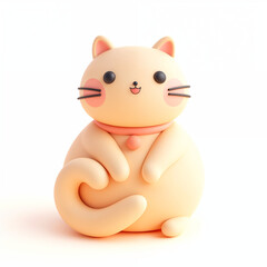 Adorable Peach-Colored 3D Cat: Cheerful, Playful, and Cute Cartoon Style