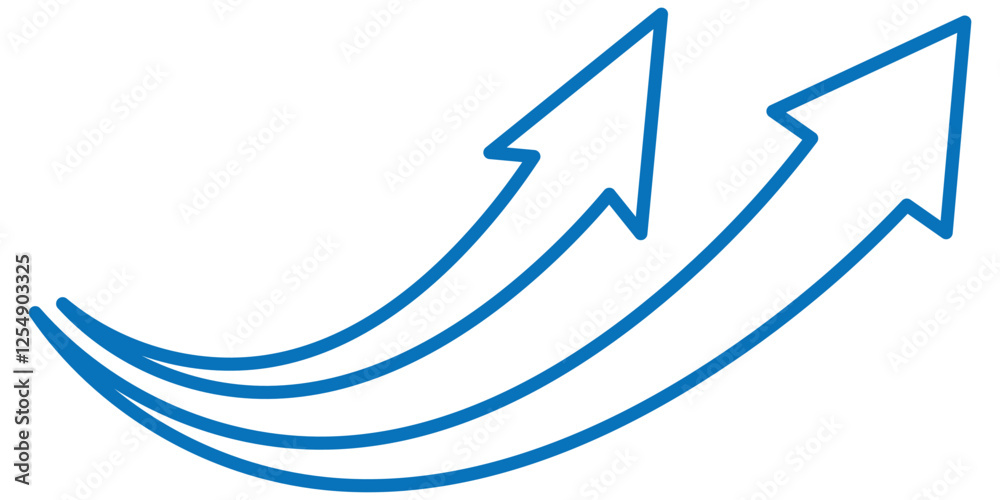 Poster set of long blue curve arrow icon vector . blue curve arrow icon set. long arrow icon set. curve arr