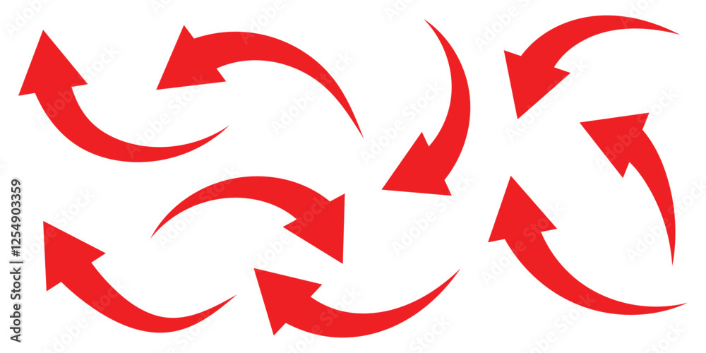 Poster set of curve arrows. sharp curved arrow icon. black rounded arrow. direction pointer pointing up. ar