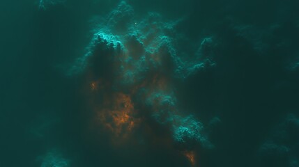 Fototapeta premium Abstract Teal and Orange Nebulae Swirls Dreamlike Celestial Artistry Exploration Space Realms