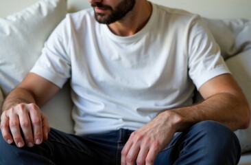 Introspective Moment in Minimalist Room