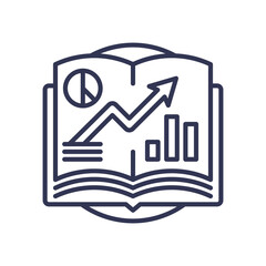 Open book with graphs symbolizes data analysis and knowledge growth.