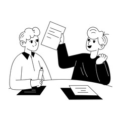 Agreement between two characters, glyph style illustration 

