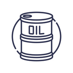 Line art of an oil barrel symbolizing oil products and energy resources.