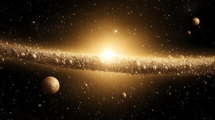 Asteroid Belt Celestial Cosmic Debris Field Galaxy Planetary Formation Space Exploration View