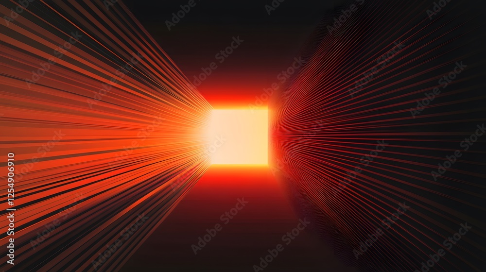 Wall mural geometric abstraction featuring bright light and linear radiating patterns