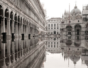 Venice Black and White Architectural Reflection