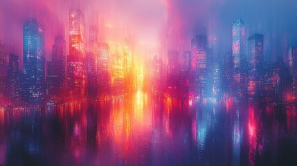 Vibrant Neon Cityscape at Night
