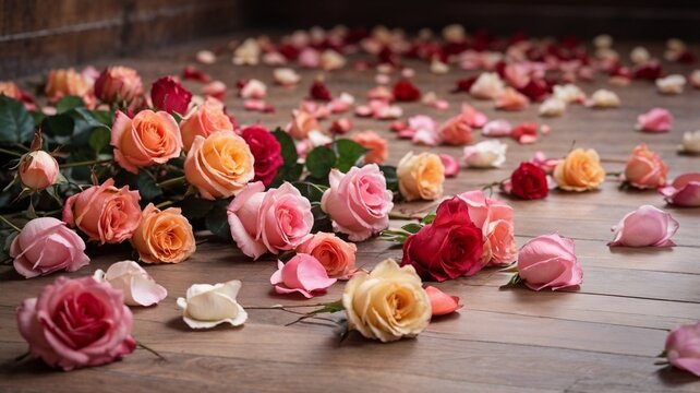 Many colors of roses flowers in valentime dat.